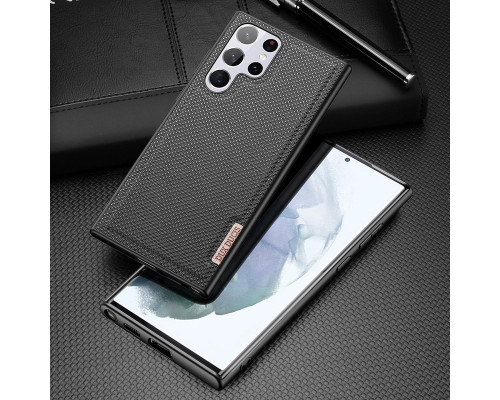DuxDucis Fino - Samsung Galaxy S22 Ultra tok szövet borítással -  fekete