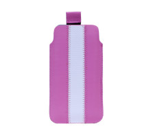 iPhone 5 / 5S / SE Slim Vertical bőr tok - fehér / pink