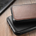 iCarer Leather Oil Wax - iPhone 13 Pro Max valódi bőr tok - fekete