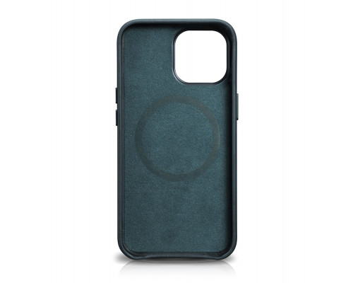 iCarer Leather Crazy Horse - iPhone 13 Pro Max bőr tok - kék