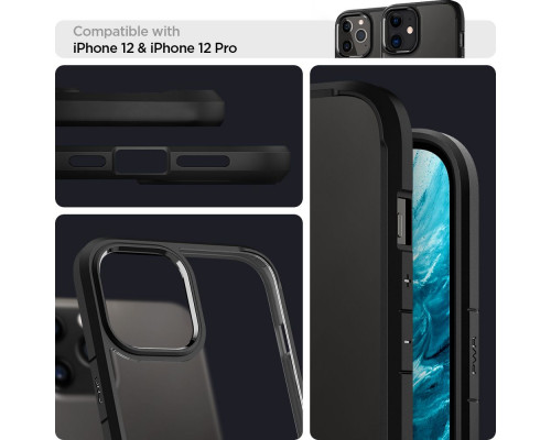 Spigen Ultra Hybrid - iPhone 12 / iPhone 12 Pro ütésálló tok - fekete	
