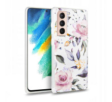 Tech-Pro Floral - Samsung Galaxy S21 FE tok - fehér virágos