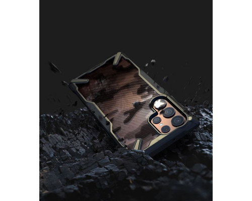 Ringke Fusion - Samsung Galaxy S22 Ultra ütésálló tok - camo / fekete